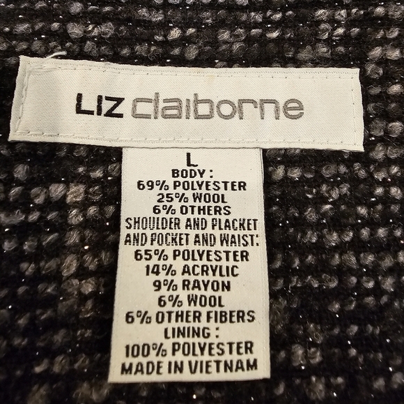 Liz Claiborne Wool Blend Zip Up Pocketed Jacket * TINY FLAW - Picture 4 of 10